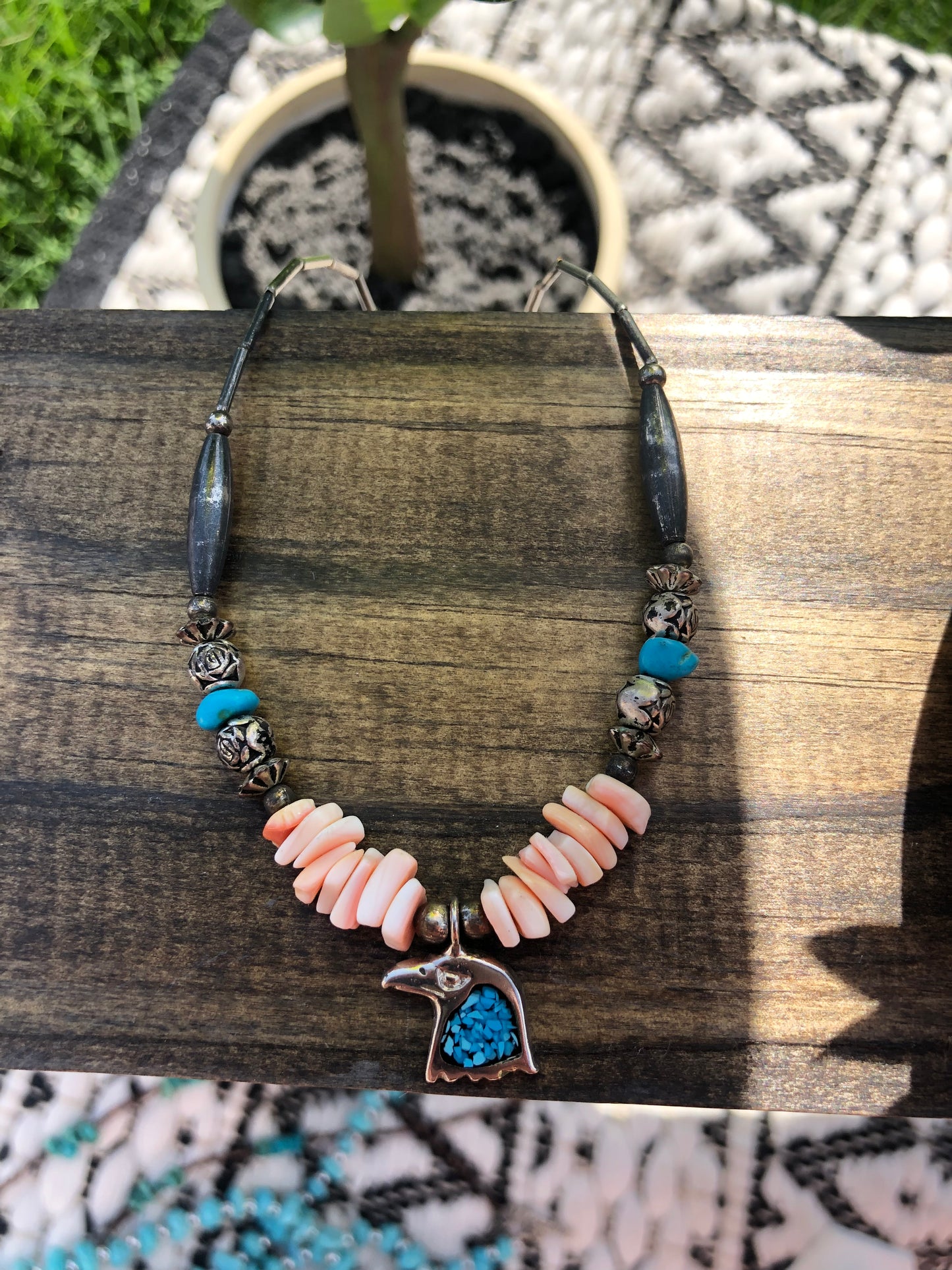 Vintage Sterling Turquoise Eagle Necklace