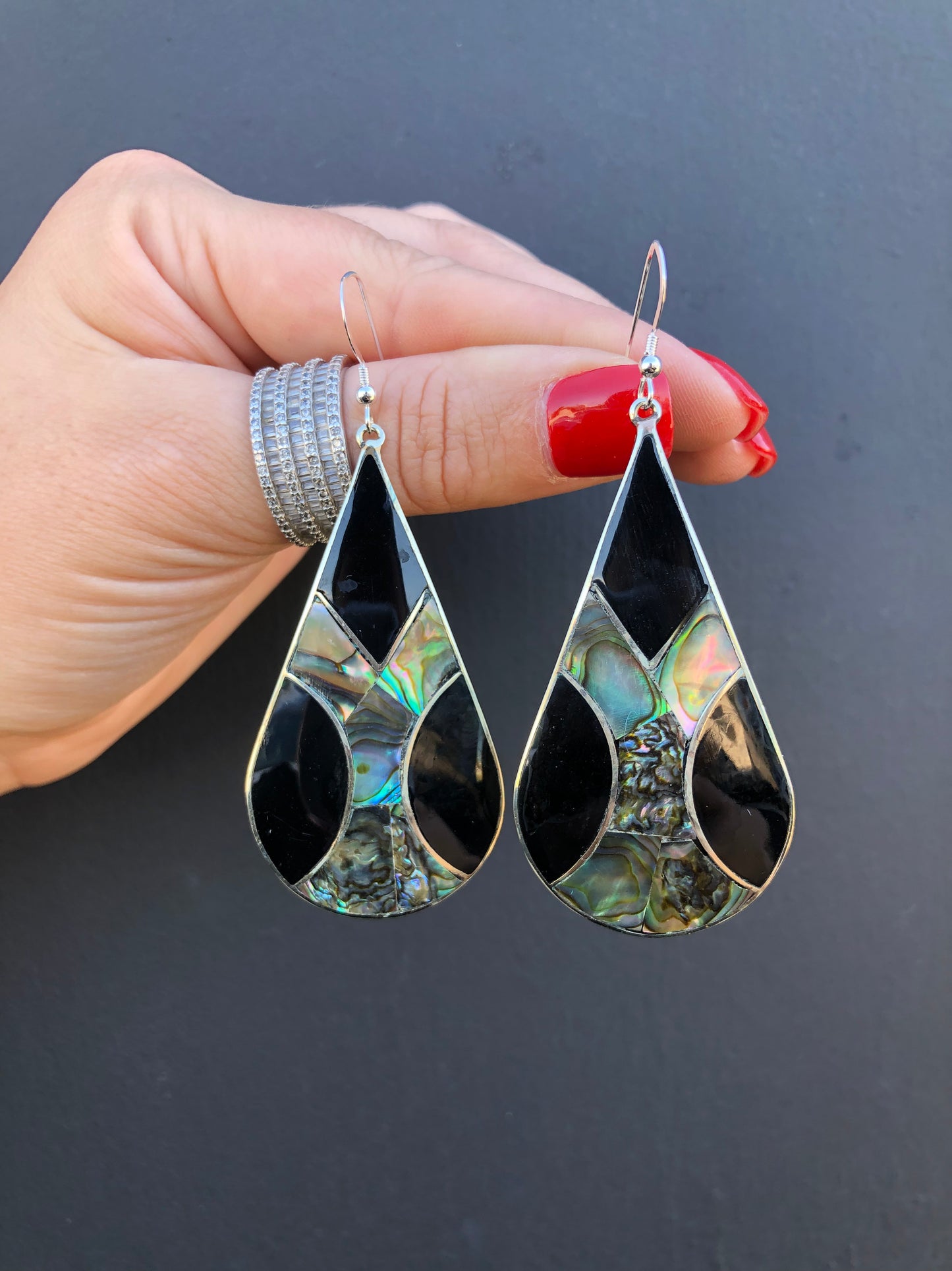 Black Onyx & Abalone Shell Earrings