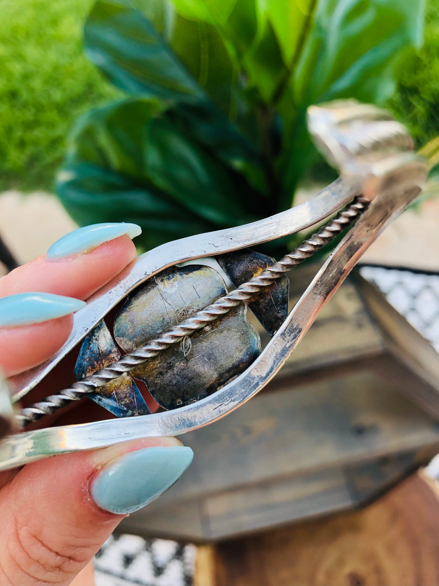 Sterling Silver Agate Bracelet Signed by artist