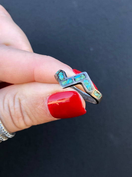Sterling Turquoise Lightning Zigzag Ring