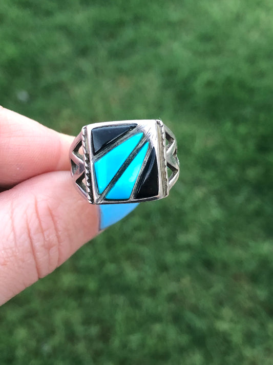 Vintage Sterling Native American Turquoise Bear Claw Ring
