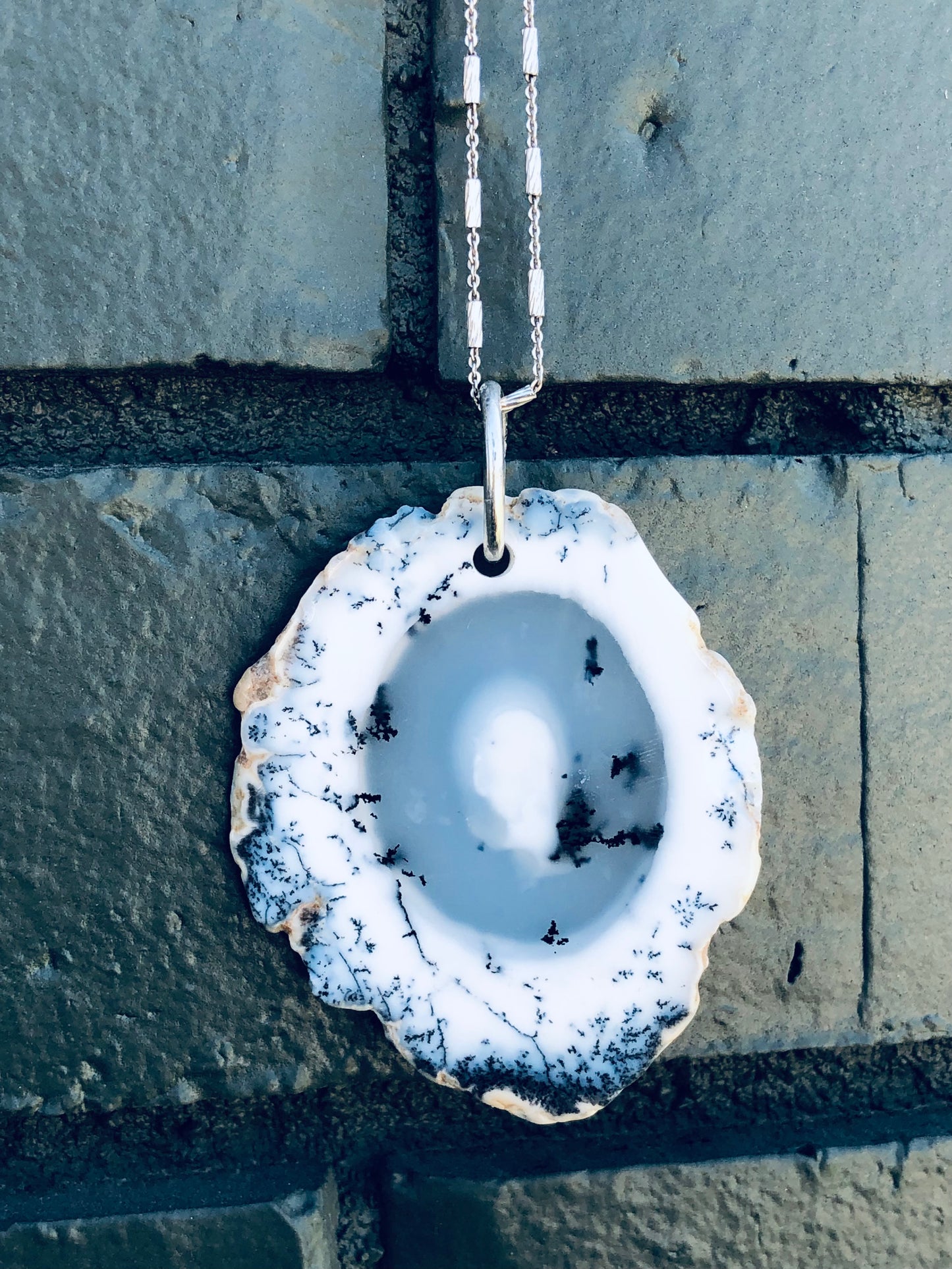 Sterling Dreamy Raw Agate Slab Pendant