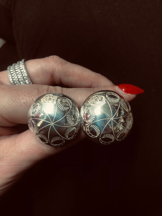 Sterling Silver Concho Earrings