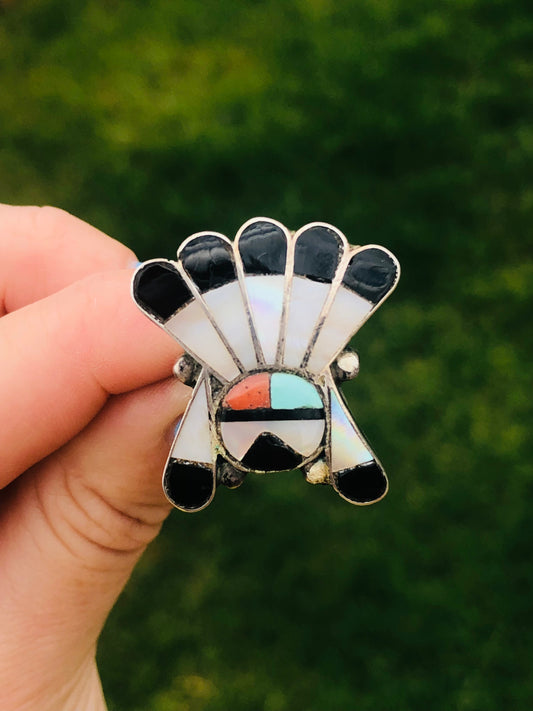 Vintage Sterling Silver Native Head Dress Ring