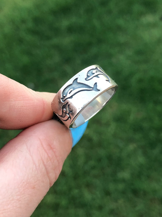 Sterling Silver Dolphin Eternity Ring