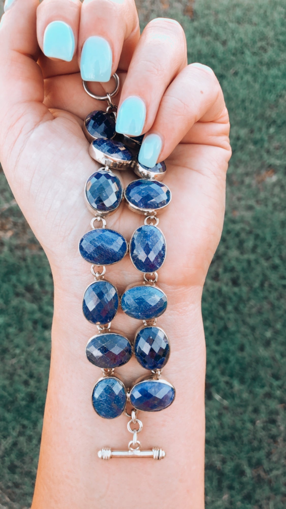 Adjustable Sterling Blue Lapis Bracelet