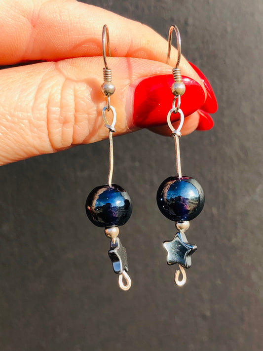 Silver Glass Star Earrings