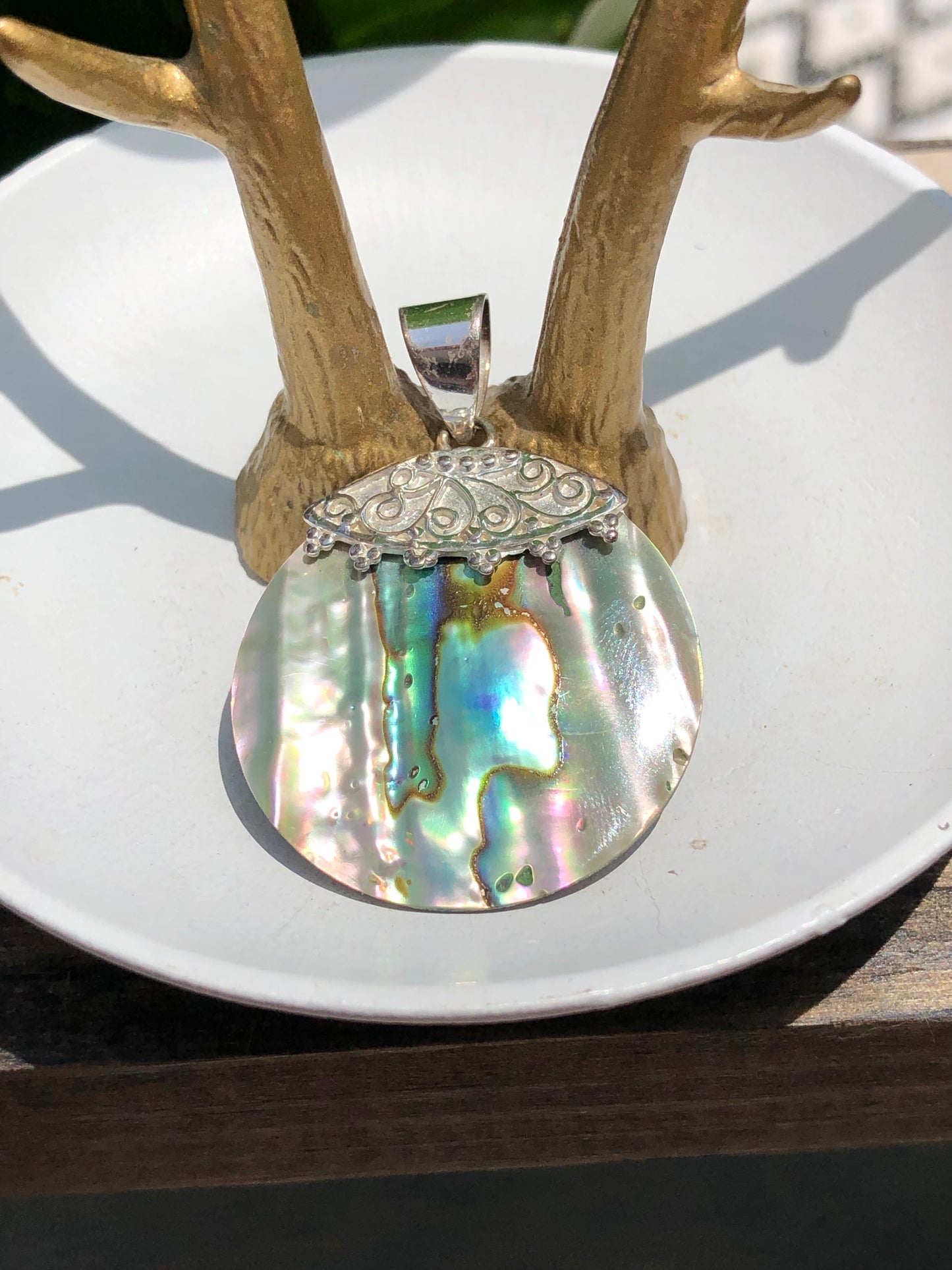 Sterling Silver Abalone Shell Pendant