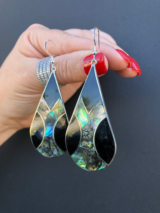 Black Onyx & Abalone Shell Earrings