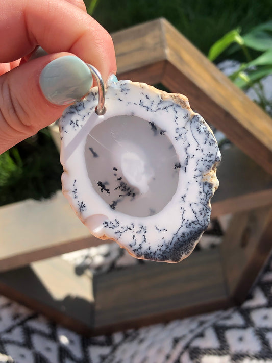 Sterling Dreamy Raw Agate Slab Pendant