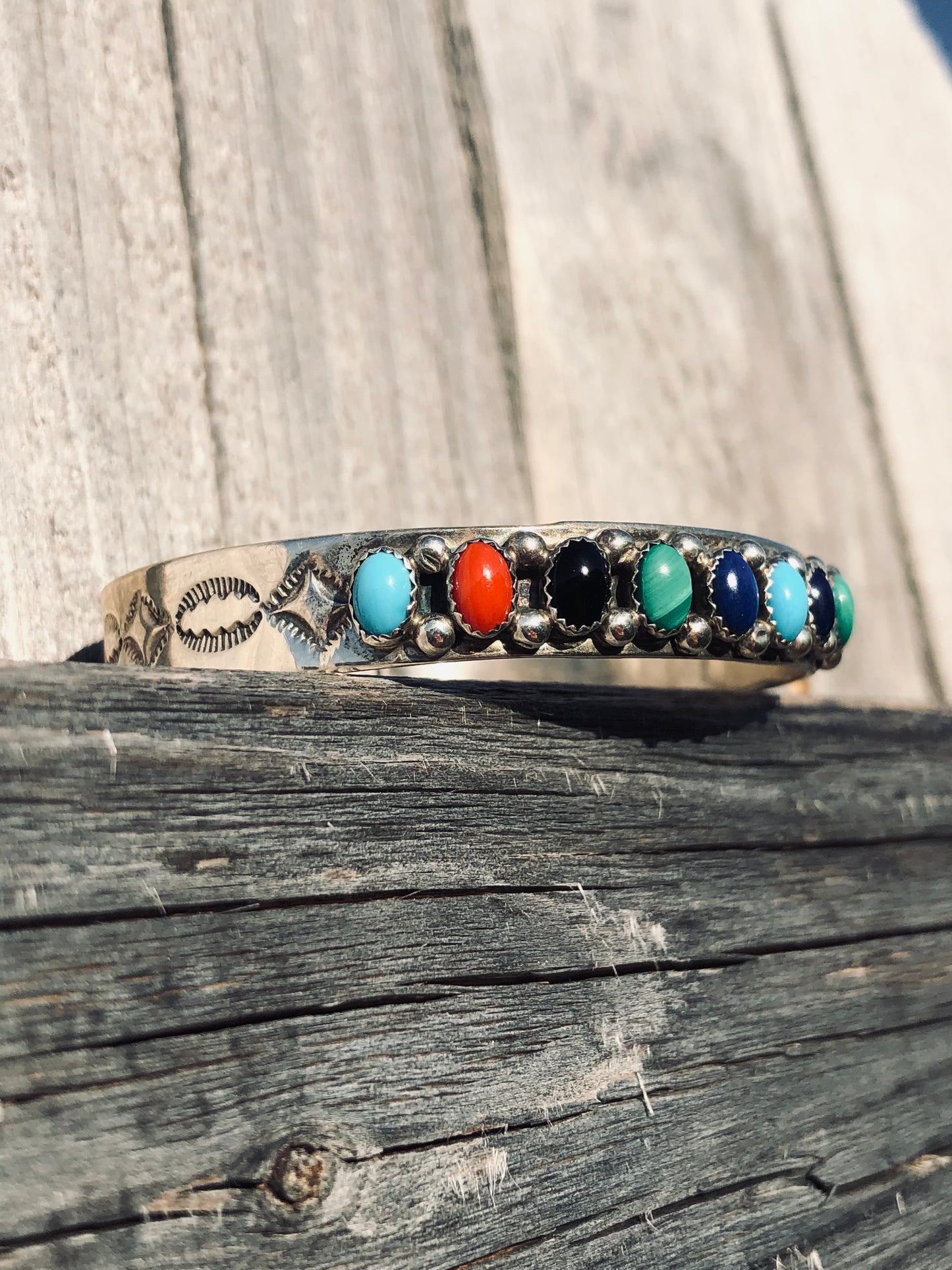 Sterling Silver Multi-Stone Cuff Bracelet