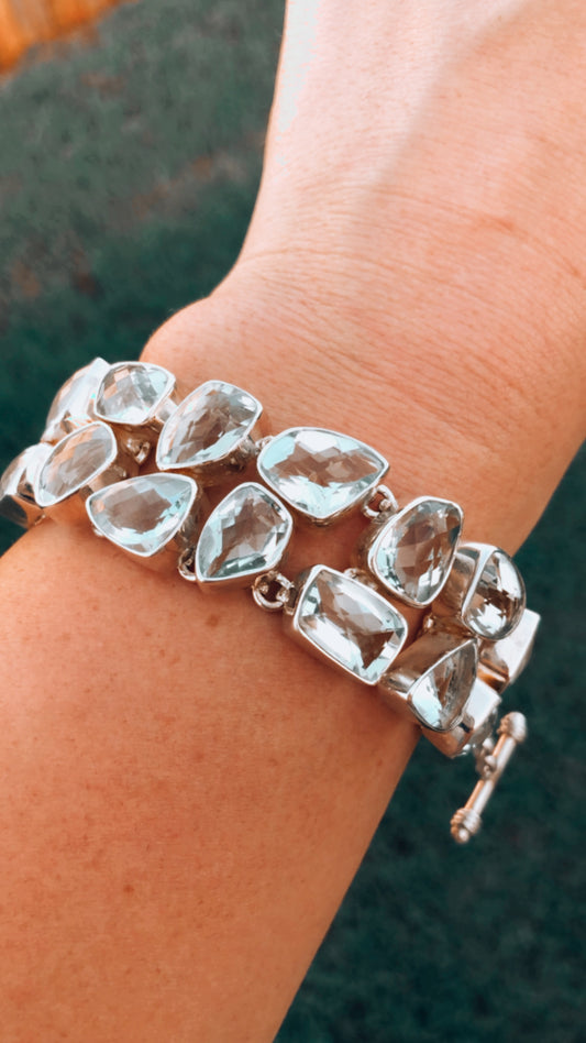 Sterling Silver Natural Lemon Quartz Adjustable Bracelet