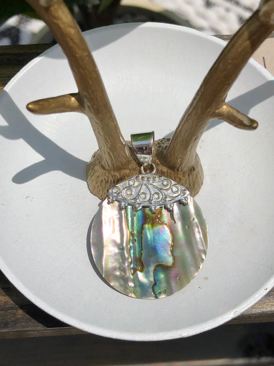 Sterling Silver Abalone Shell Pendant