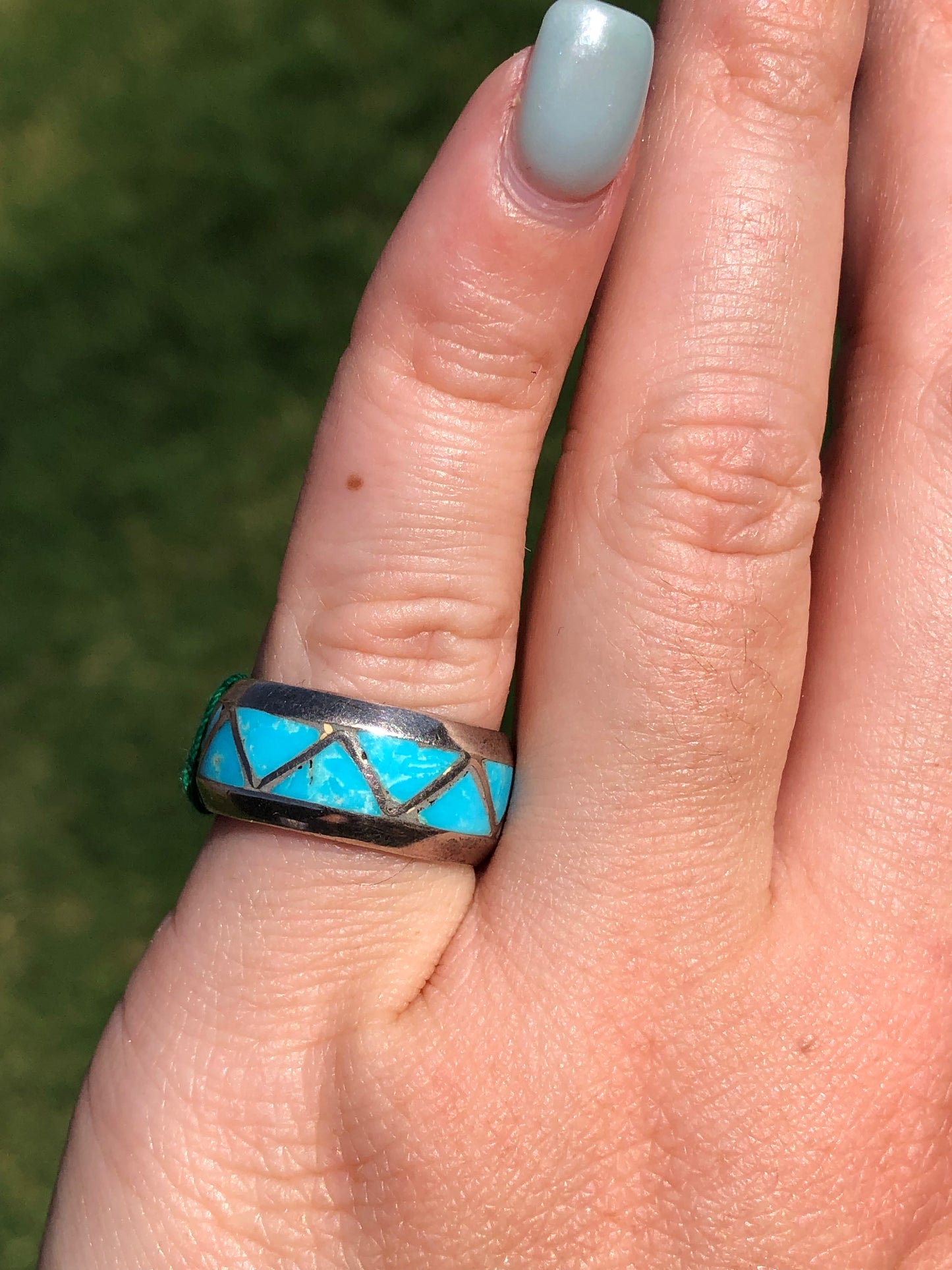 Vintage Sterling Turquoise Eternity Ring