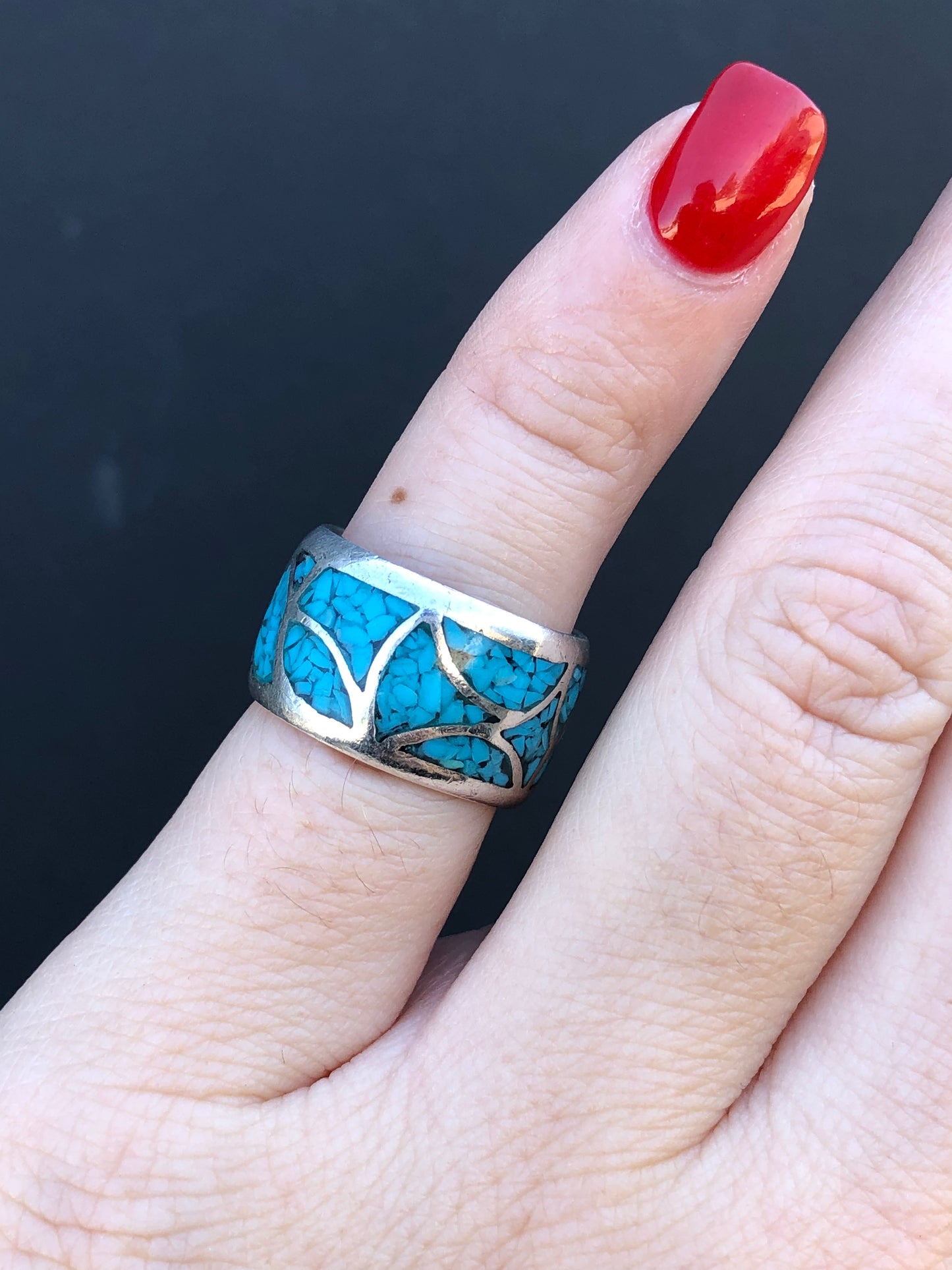 Sterling Turquoise Eternity Wide Ring