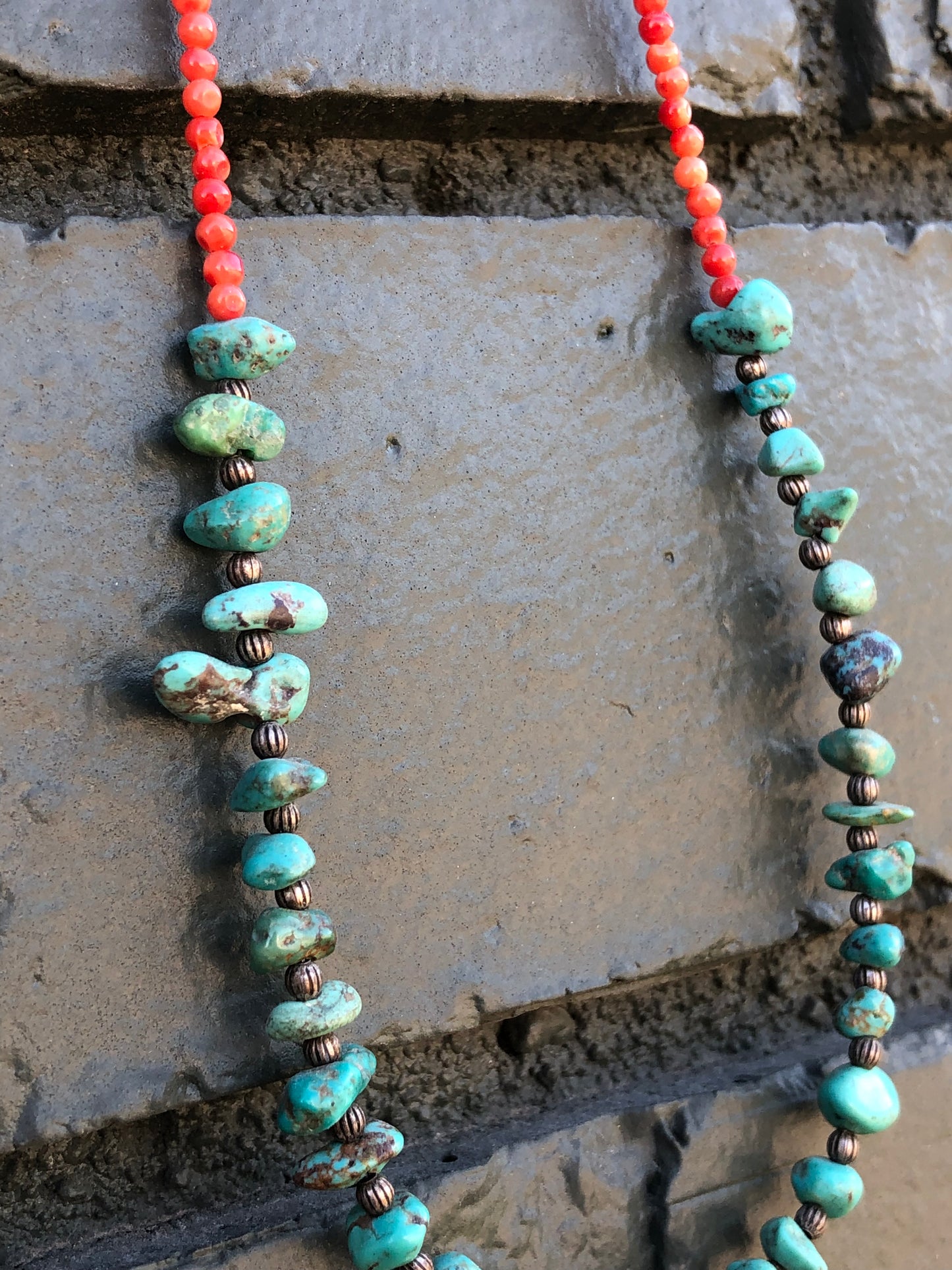 Coral + Turquoise Bead Necklace