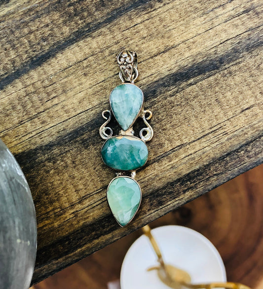 Sterling Silver Green Jadeite Pendant