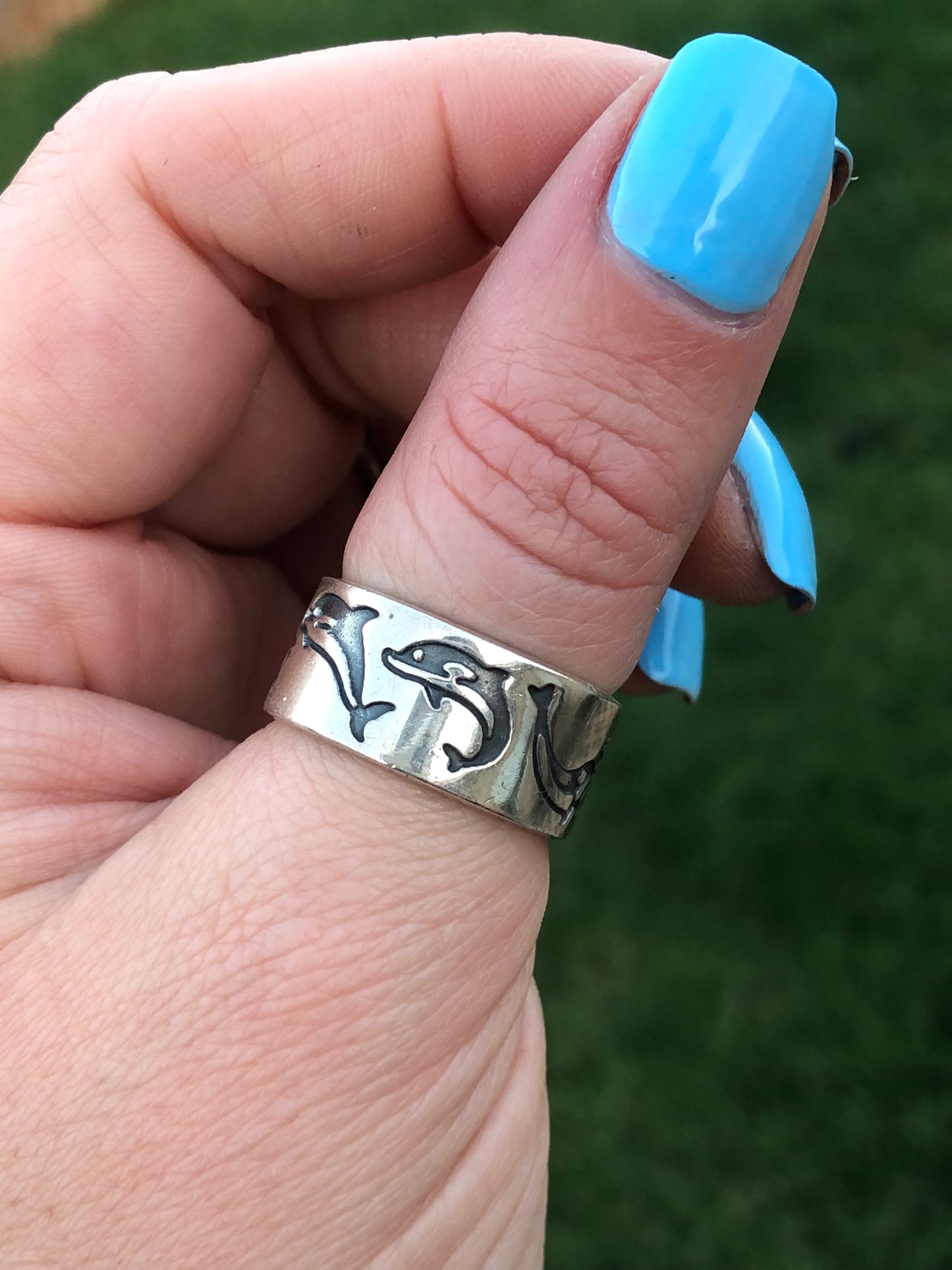 Sterling Silver Dolphin Eternity Ring