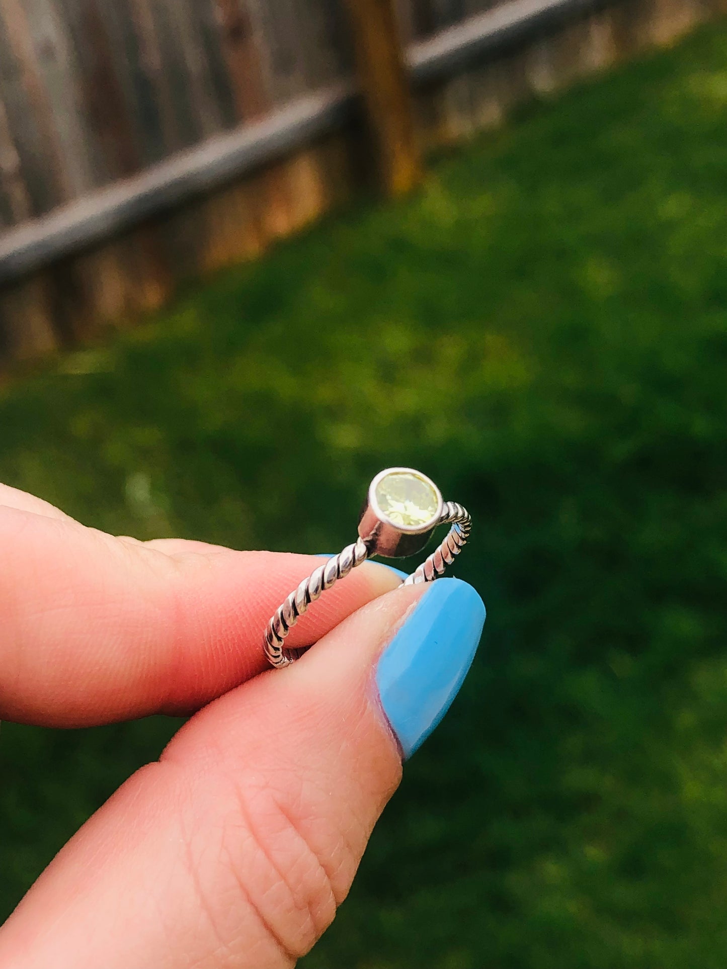 Sterling Yellow Quartz Rope Band Ring