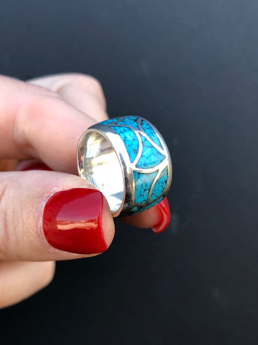 Sterling Turquoise Eternity Wide Ring