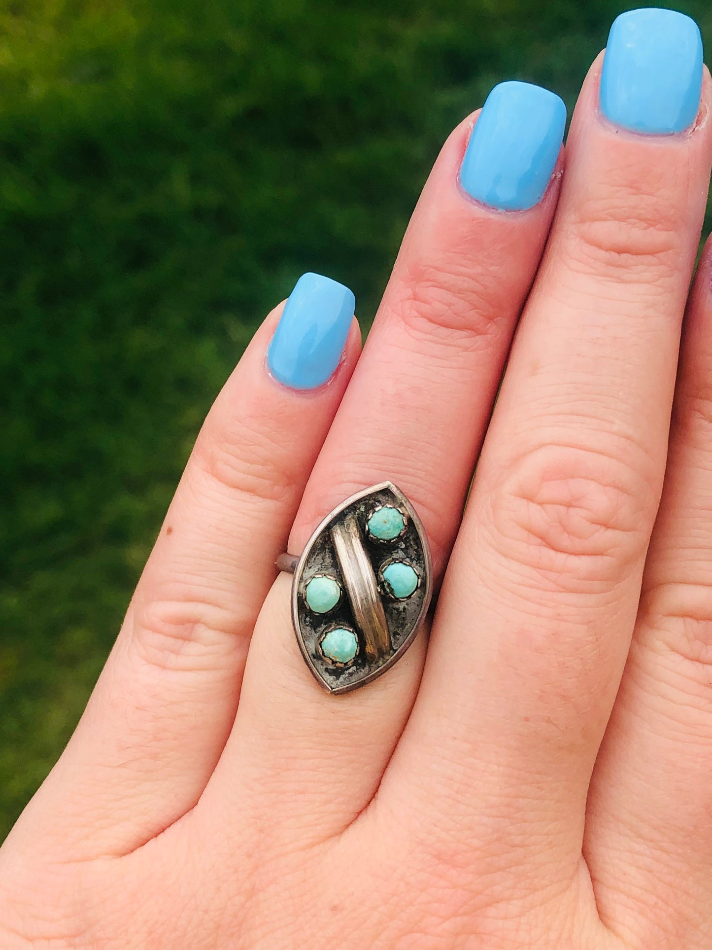 Old Pawn Vintage Sterling Silver Turquoise Ring