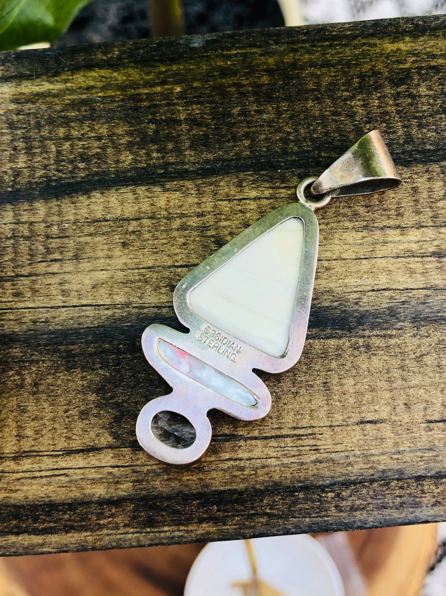 Sterling Silver Mother of Pearl and White Quartz Pendant