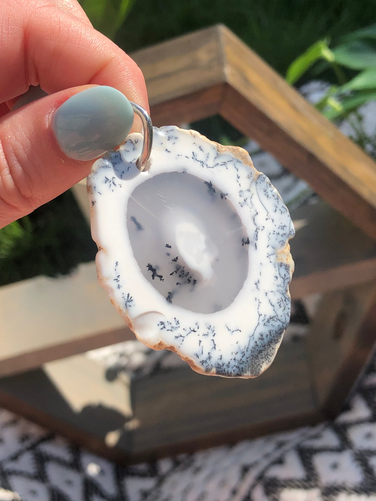 Sterling Dreamy Raw Agate Slab Pendant