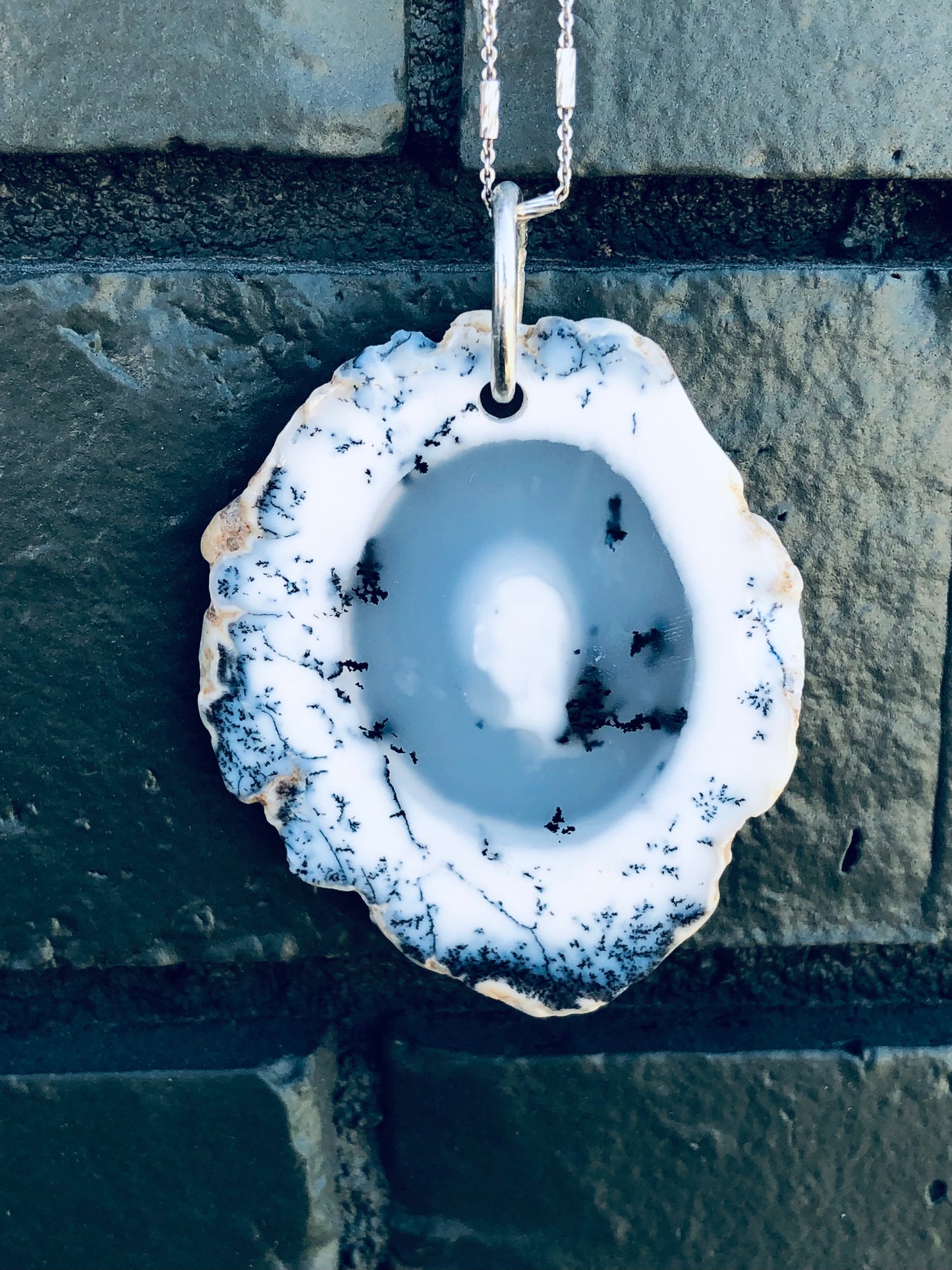 Sterling Dreamy Raw Agate Slab Pendant