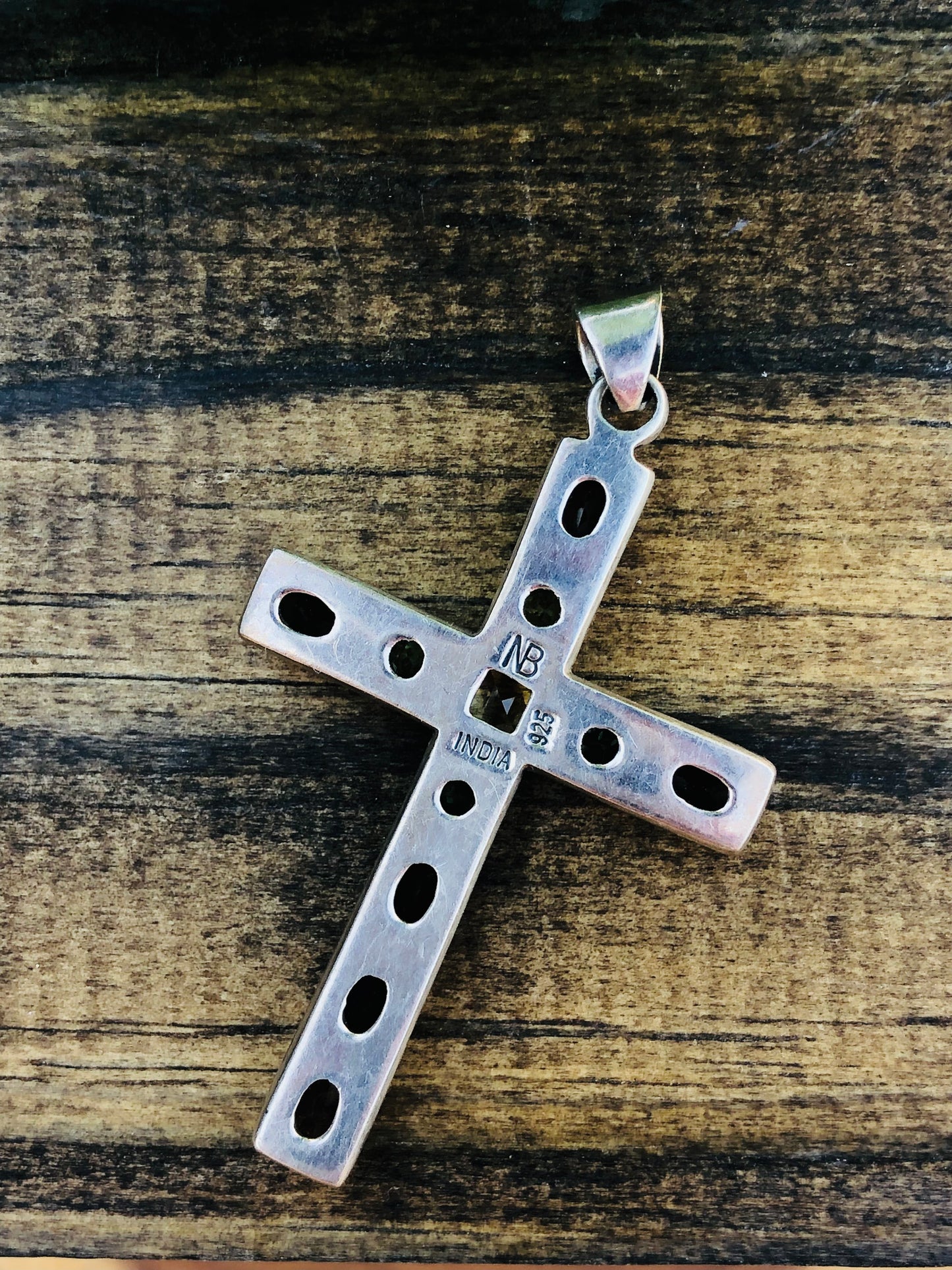 Beautiful Sterling Multi-Stone Cross Pendant signed by artist