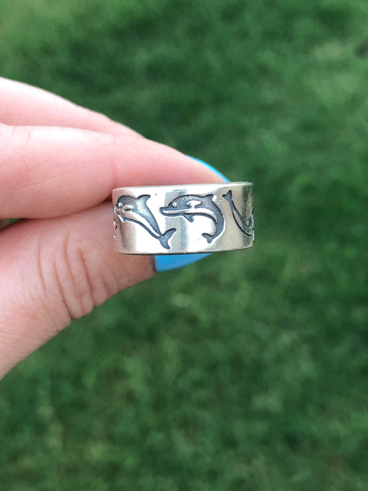 Sterling Silver Dolphin Eternity Ring
