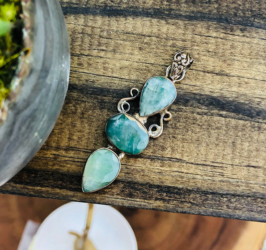 Sterling Silver Green Jadeite Pendant