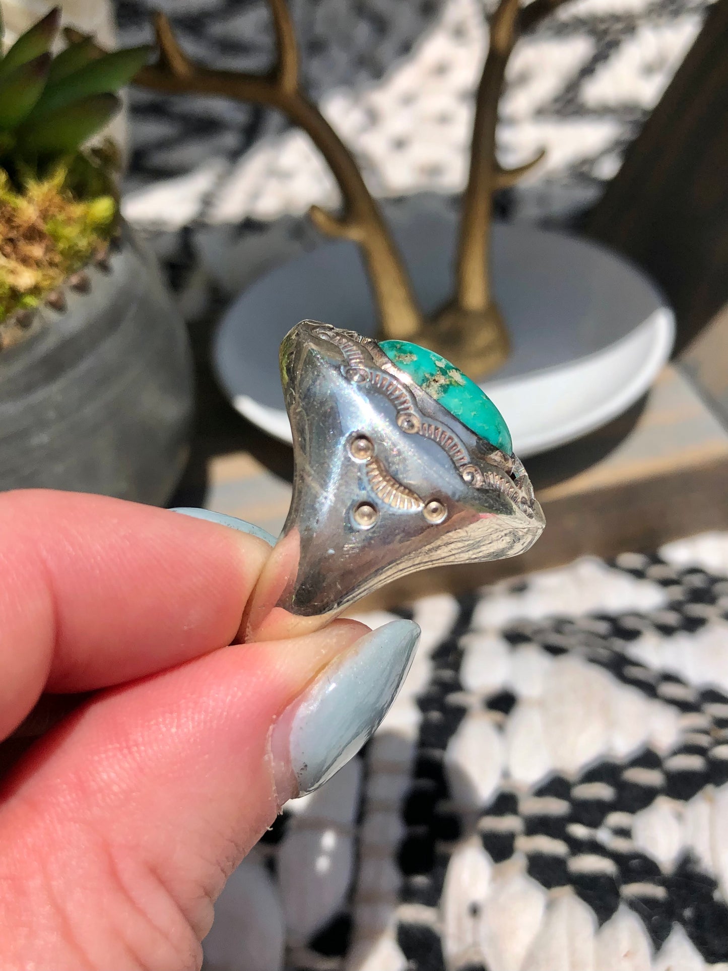 Vintage Sterling Turquoise Signed Ring