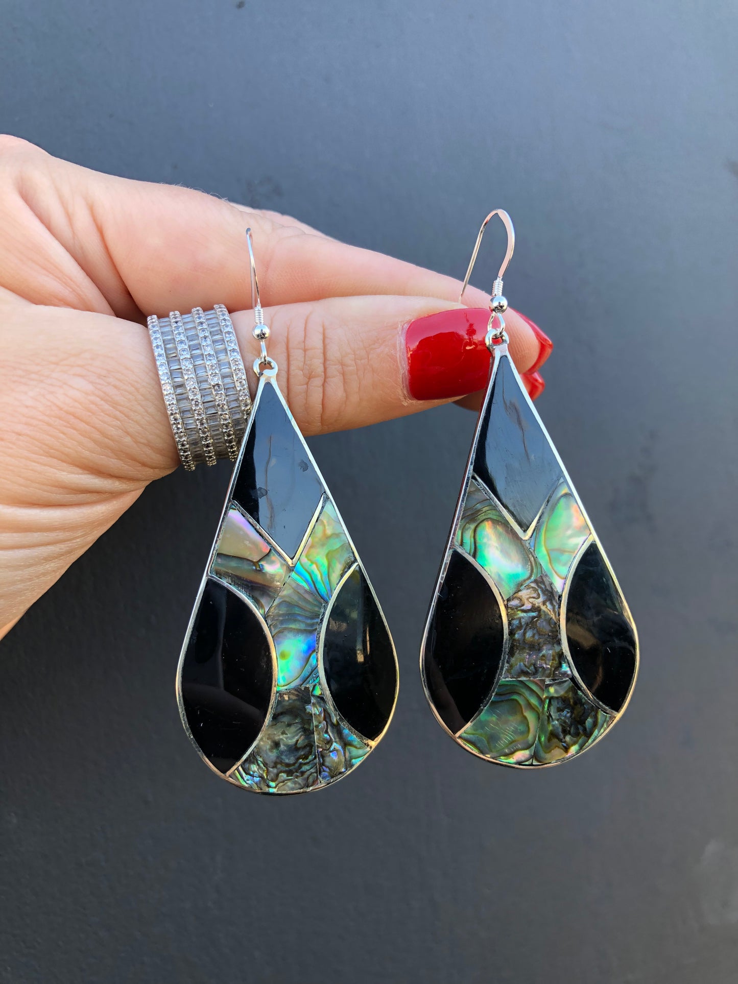 Black Onyx & Abalone Shell Earrings