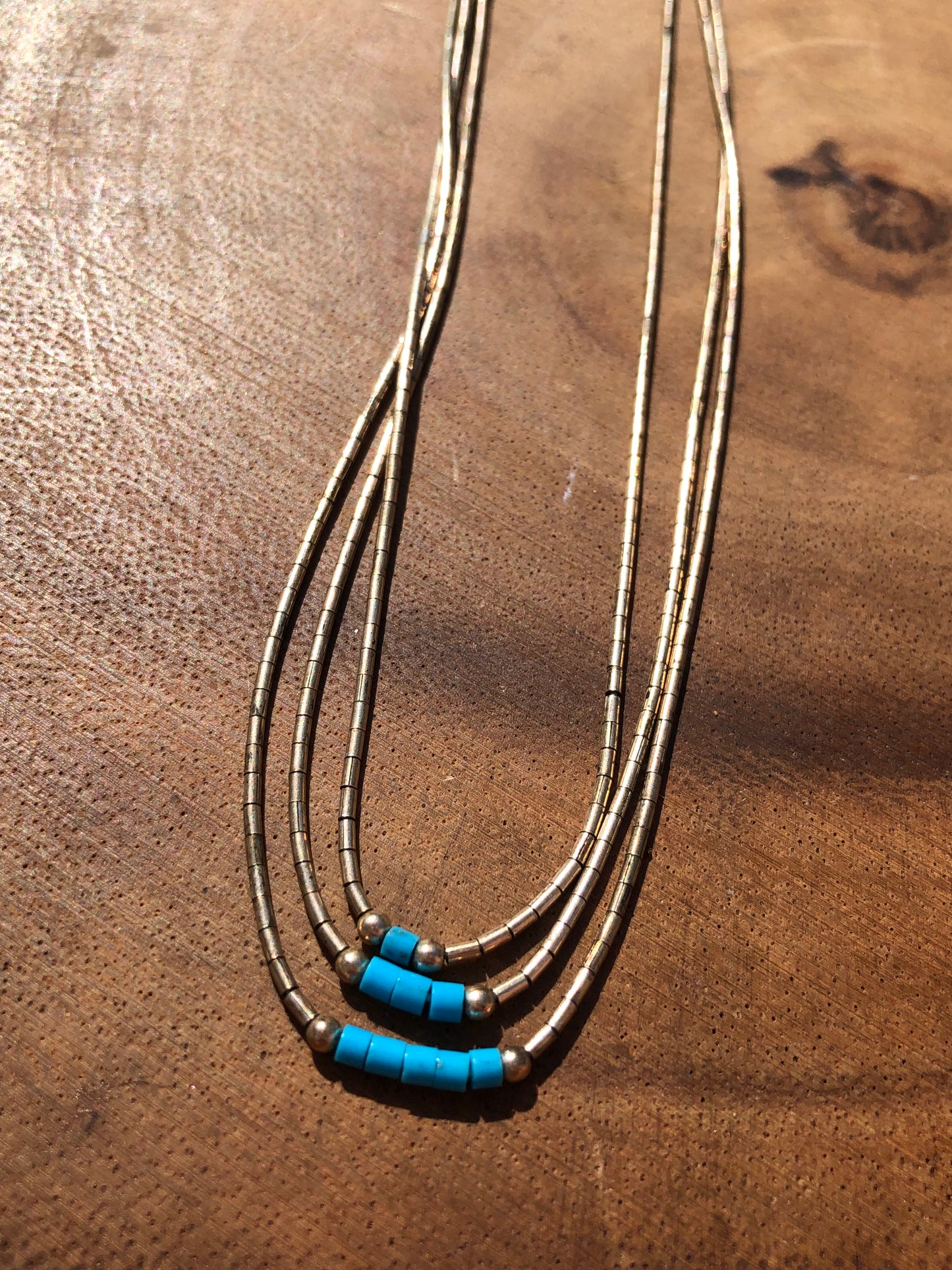 Vintage Liquid Silver Turquoise Layering Necklace