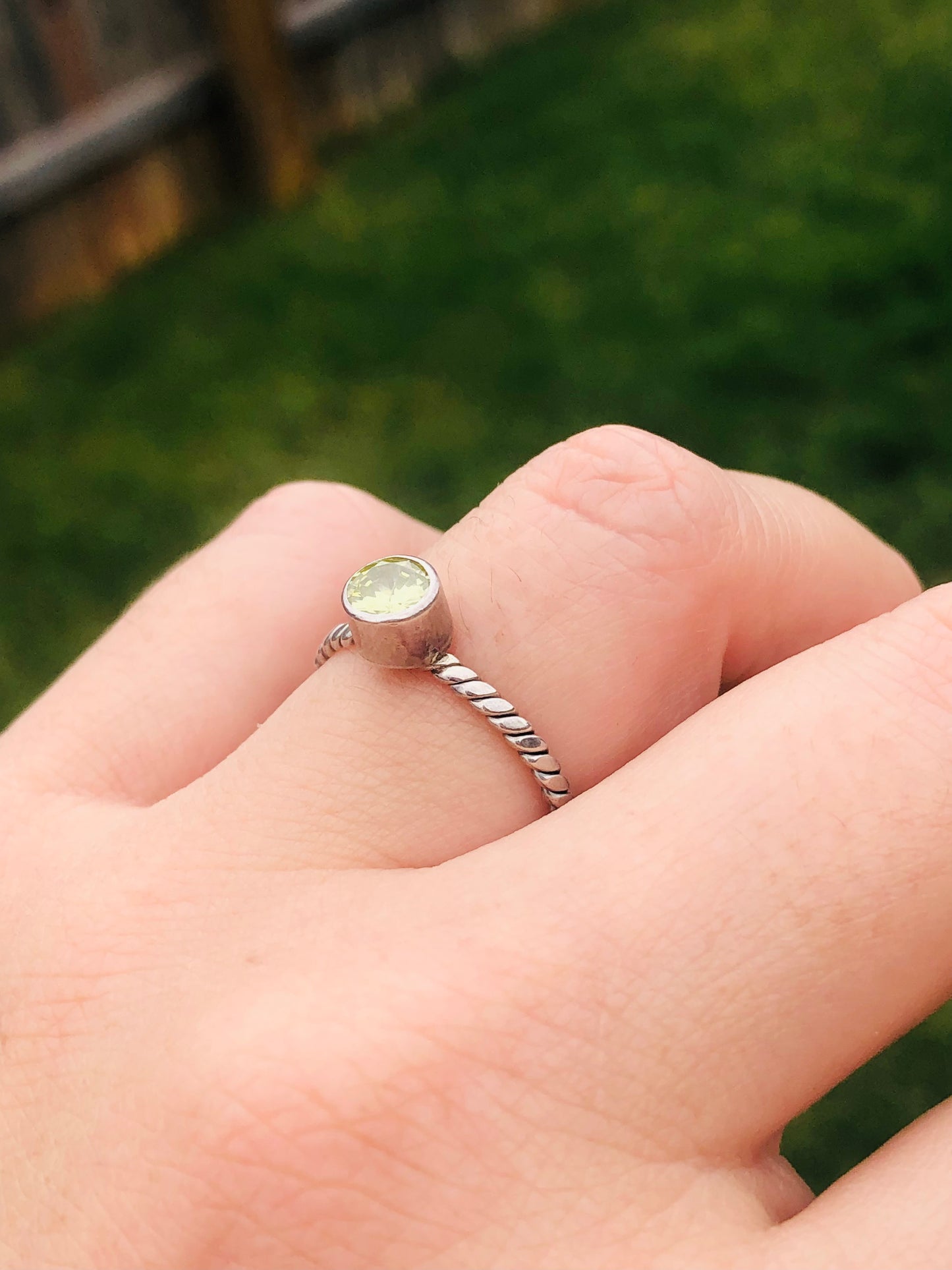 Sterling Yellow Quartz Rope Band Ring