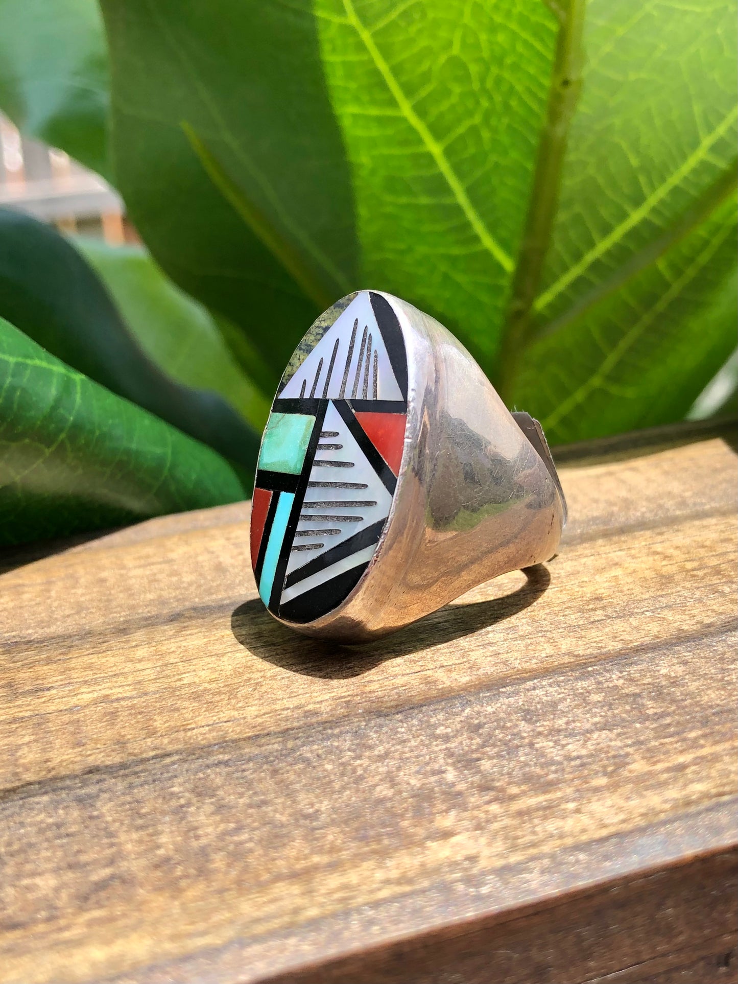 LARGE Sterling Zuni Signed Ring