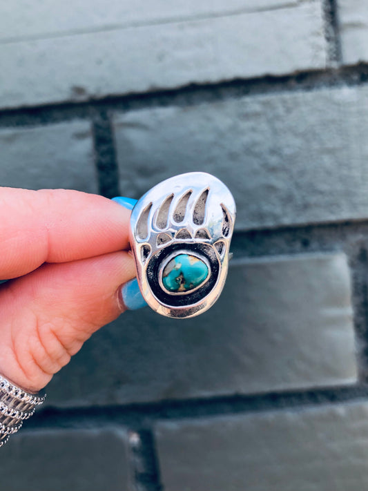 Sterling Bear Claw Turquoise Ring