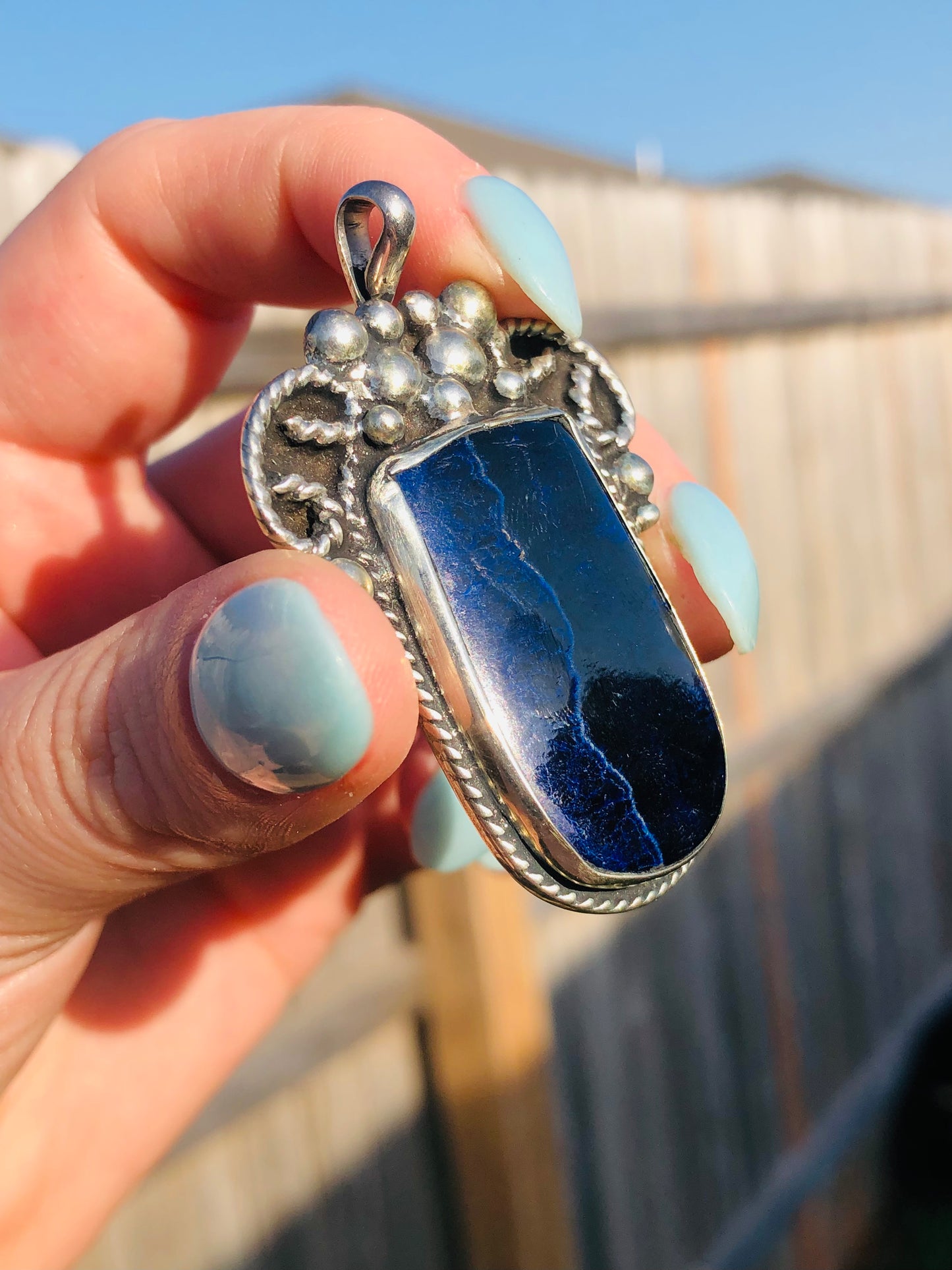 Vintage Sterling Silver Agate Pendant