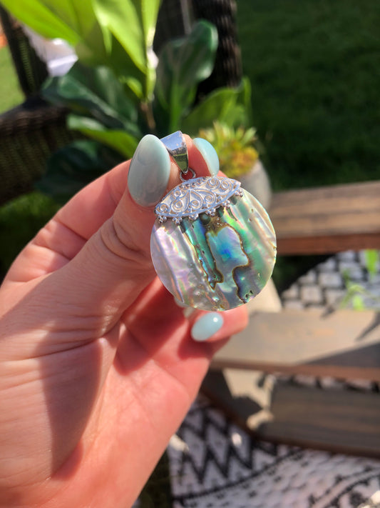 Sterling Silver Abalone Shell Pendant