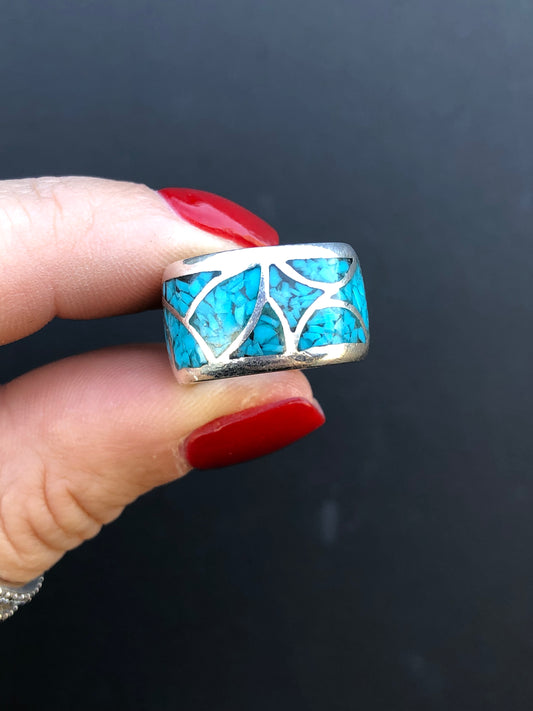 Sterling Turquoise Eternity Wide Ring