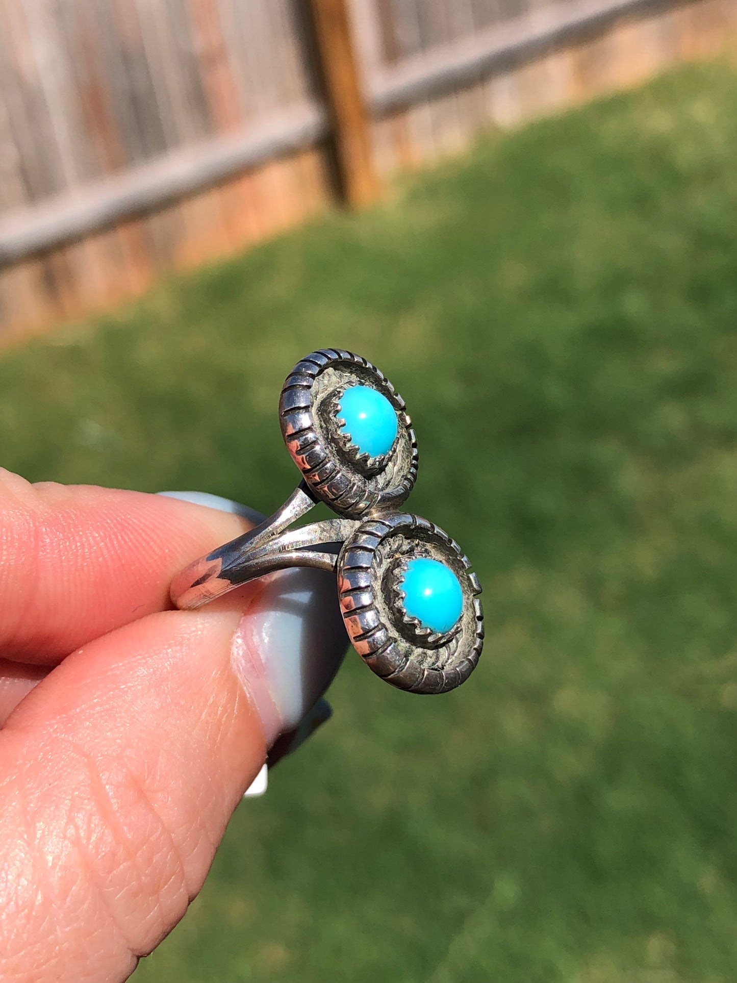 Vintage Sterling Silver Sleeping Beauty Turquoise Ring