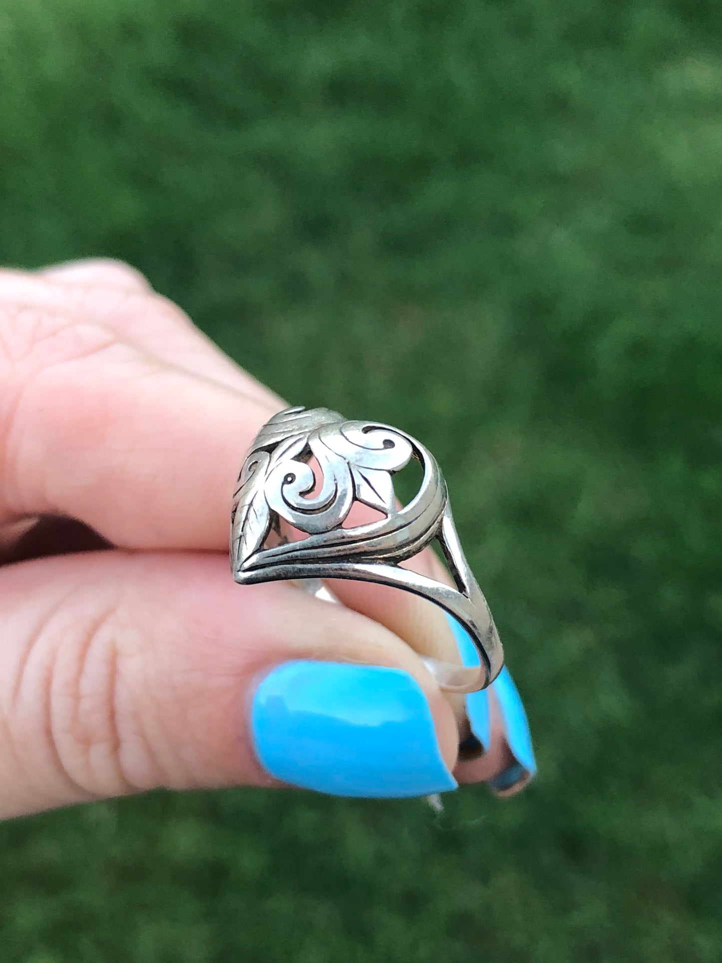 Filigree Heart Sterling Ring