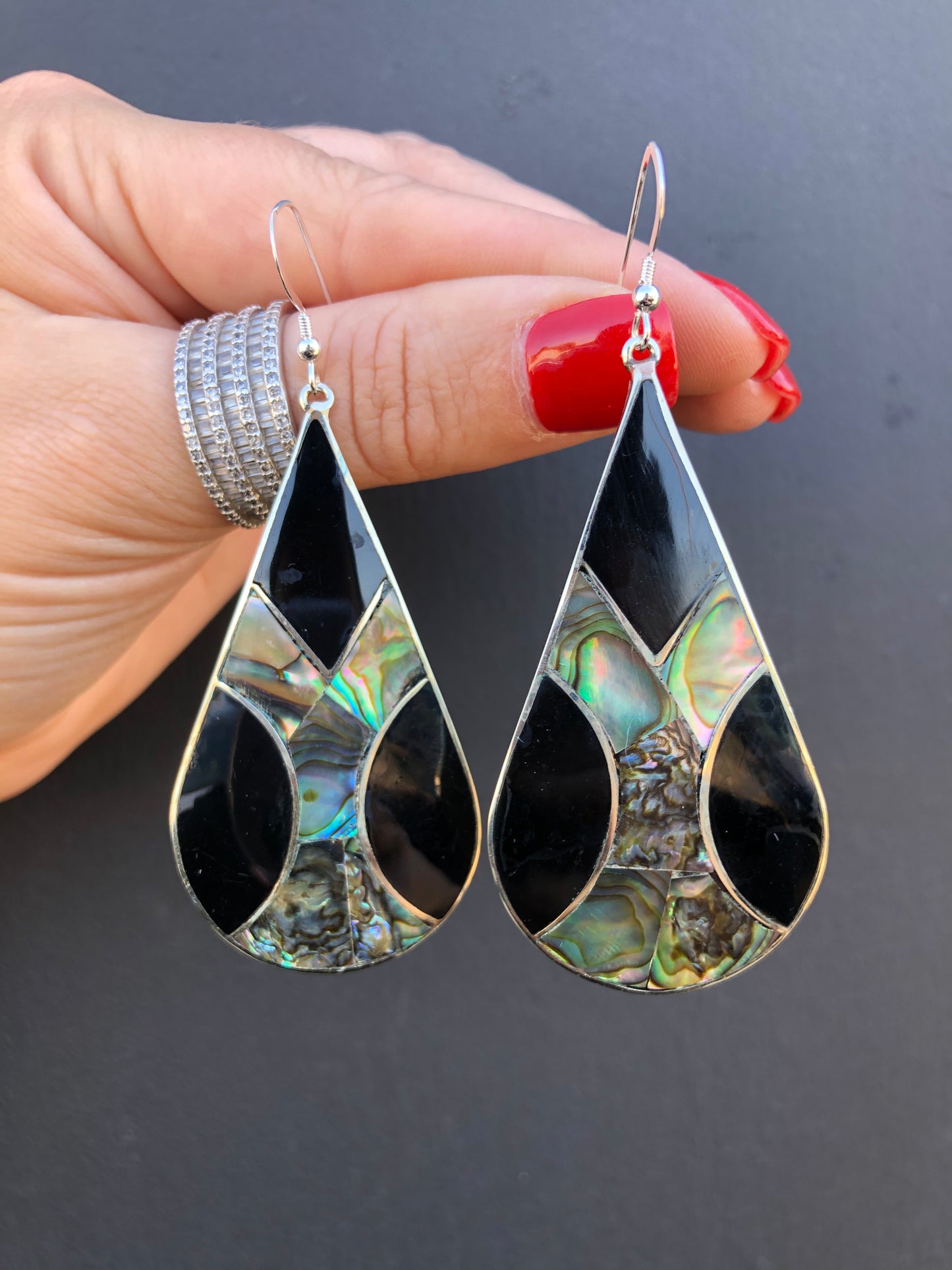 Black Onyx & Abalone Shell Earrings