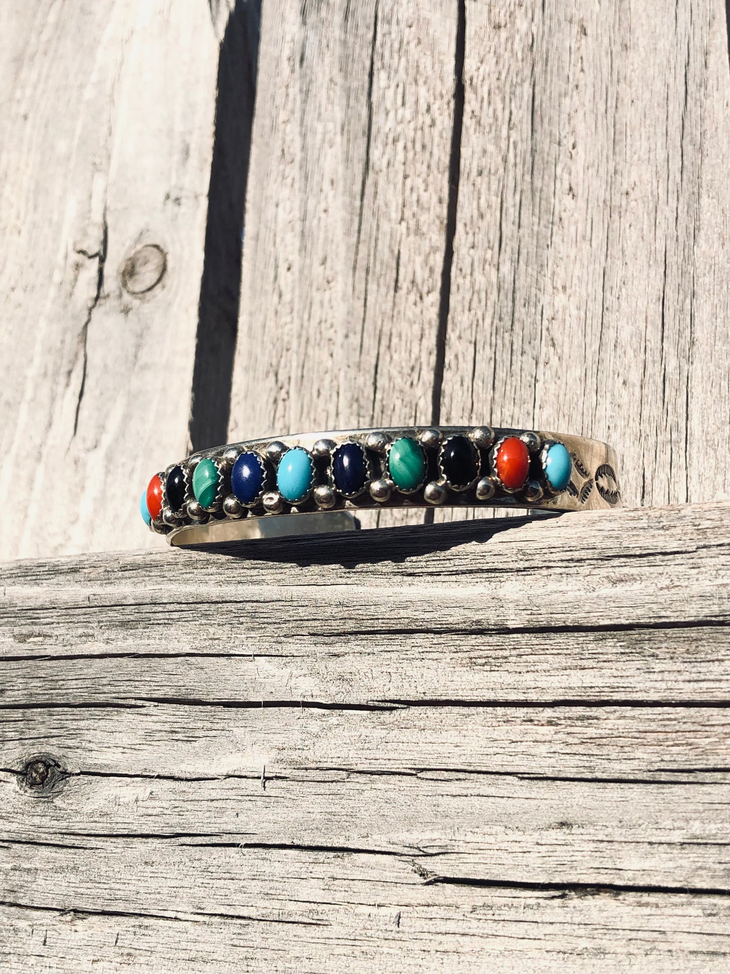 Sterling Silver Multi-Stone Cuff Bracelet