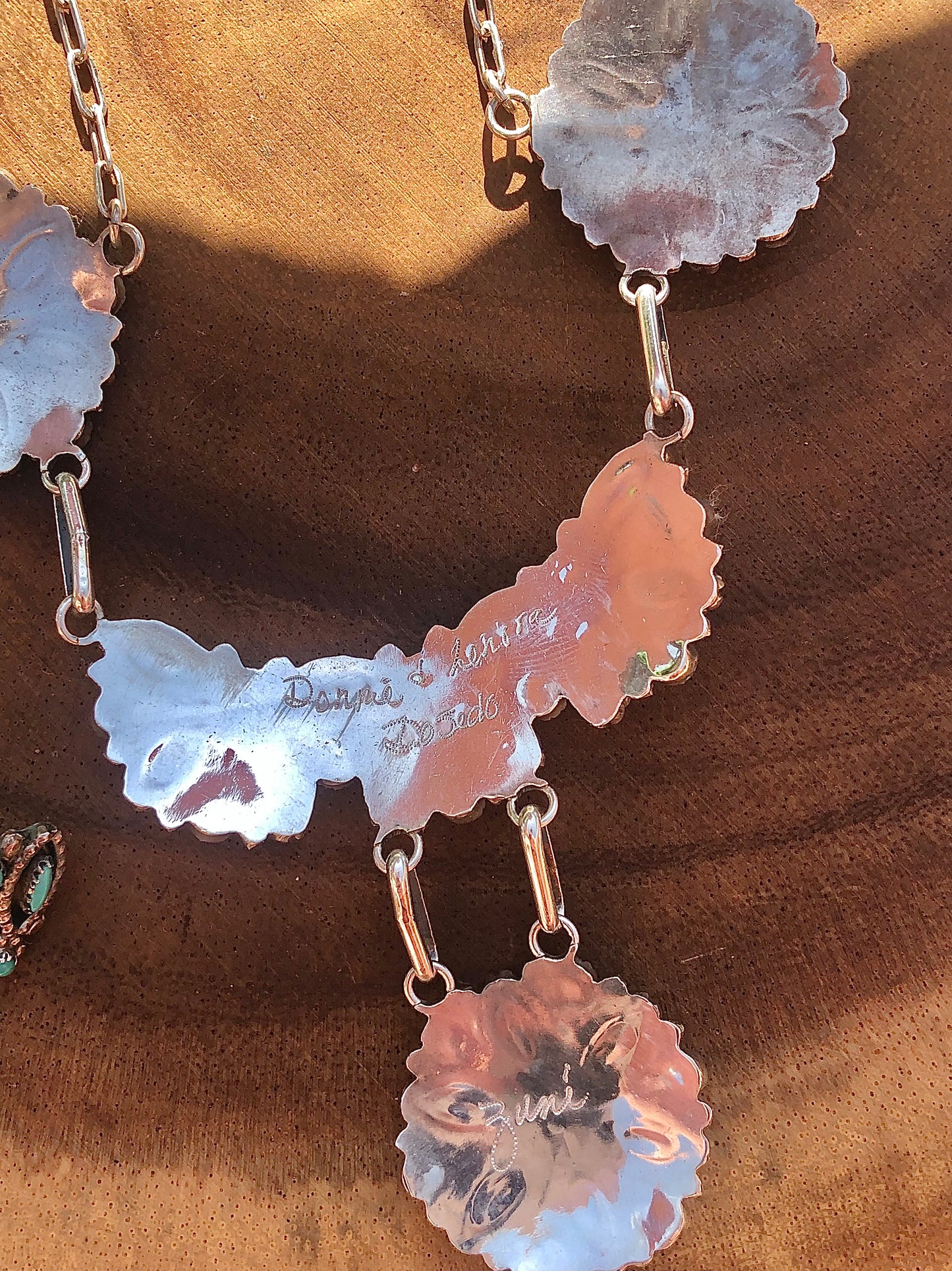 Sterling Zuni Turquoise Matching Necklace & Earring Set Signed by Artist