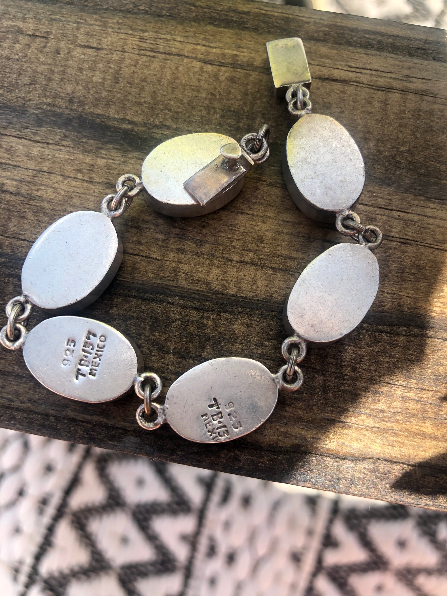 Vintage Sterling Silver Multi-Gemstone Link Bracelet
