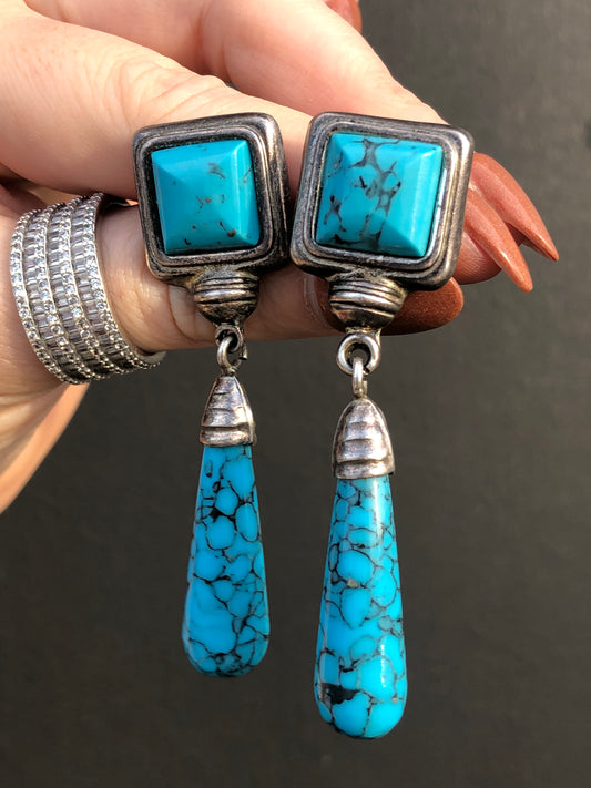 Sterling Turquoise Dangle Earrings