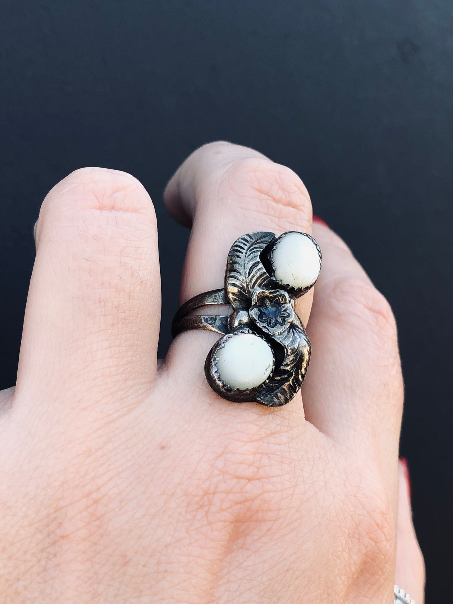 Sterling MOP Signed Ring