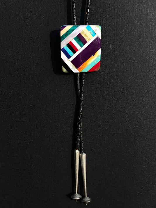 GORGEOUS Vintage Sterling Inlay Bolo