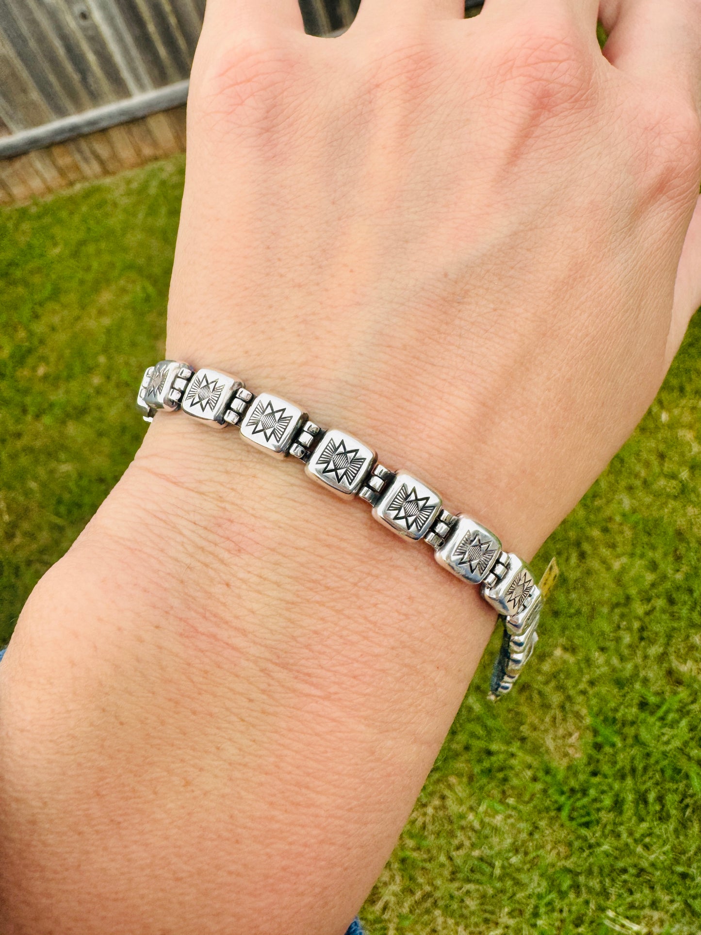 Sterling Silver Double Sided Blue Lapis Western Bracelet